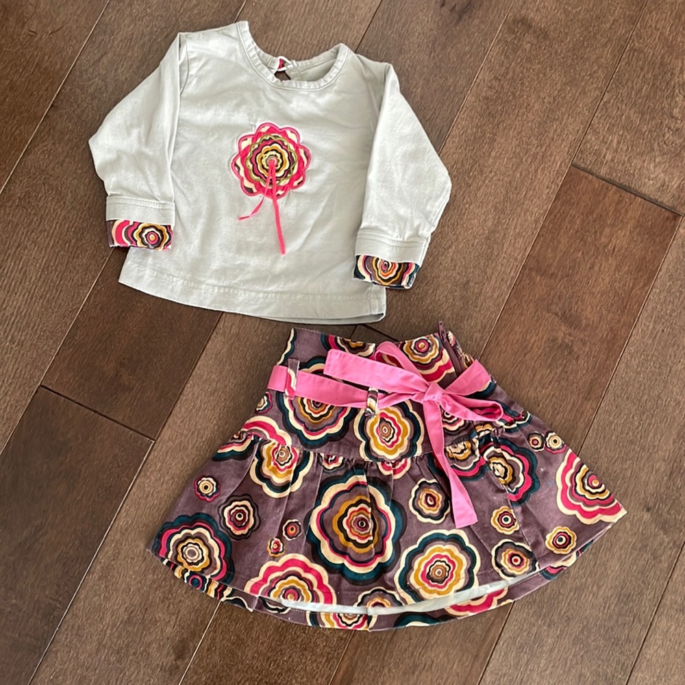 ChenOne Baby Girl’s Floral Tee with Skirt Matching Set
